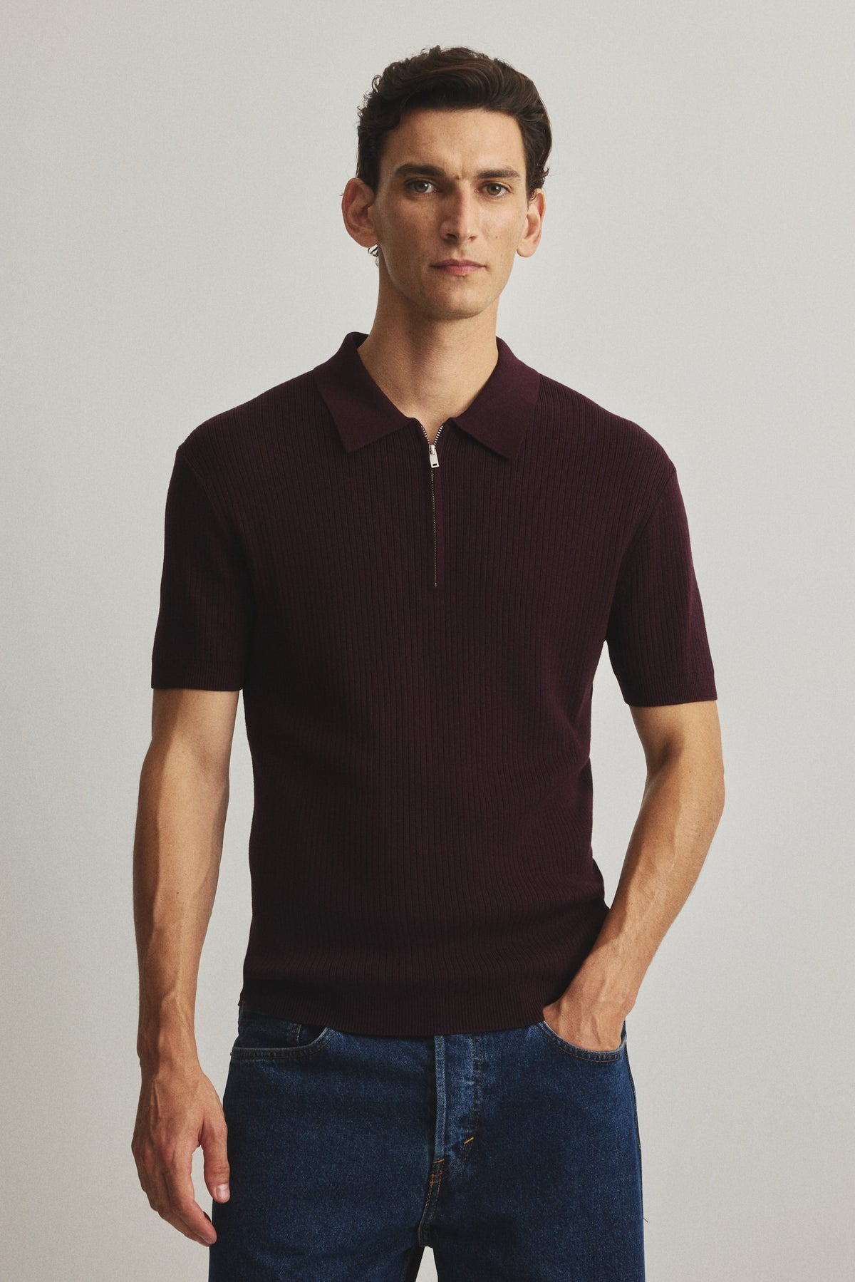 Polo com fecho éclair Slim Fit