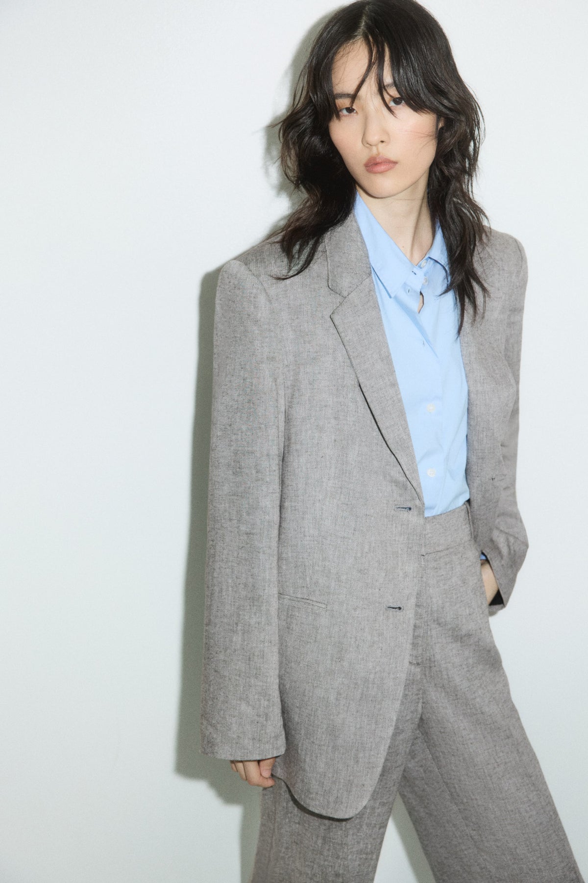Blazer em mistura de linho